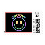 Pastel Groovy Smiley Postage Stamps