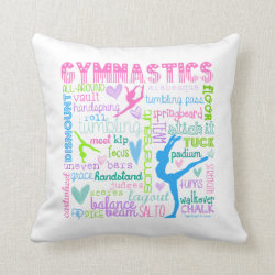 Pastel Gymnastics Words Typography Throw Pillow