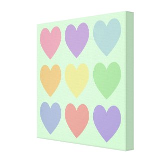 Pastel Hearts Wrapped Canvas