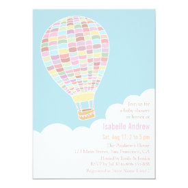 Pastel Hot Air Balloon Baby Shower Invitations