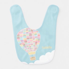 Pastel Hot Air Balloon Personalized Baby Bibs