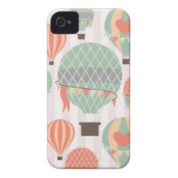 Pastel Hot Air Balloons Rising Pink Striped Sky iPhone 4 Covers