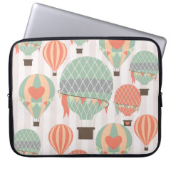 Pastel Hot Air Balloons Rising Pink Striped Sky Laptop Sleeves