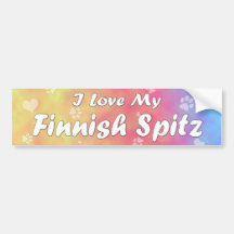 Pastel I Love my Finnish Spitz Bumper Sticker