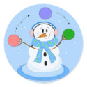 Pastel Juggling Snowman stickers