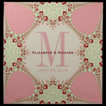Pastel Lacy Fractals Monogram Wedding Napkin napkins
