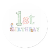 Pastel Letters 1st Birthday stickers by kids_birthdays Pastel Letters 1st Birthday stickers