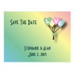 Pastel Love Balloons Save The Date Postcard