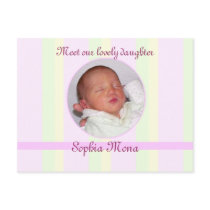 Pastel new baby birth announement postcards by photocardgreetings Pastel new baby birth announement postcards