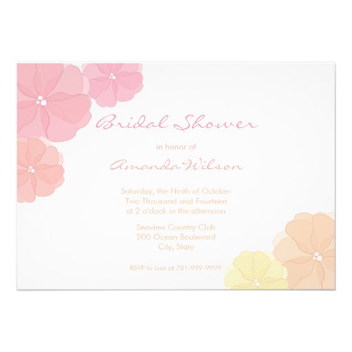 Pastel Ombre Floral Bridal Shower Invitations