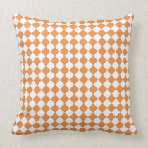 Pastel Orange and White Diamond Check pattern Throw Pillows
