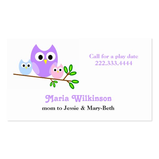Pastel Owls Mommy Card Business Card