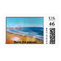 Pastel painting. Save the planet! postage by Paganelli Pastel painting. Save the planet! postage