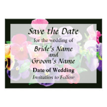 Pastel Pansies Save the Date Announcement
