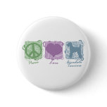 Pastel Peace, Love, and Airedale Terriers Button