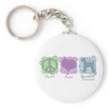 Pastel Peace, Love, and Airedale Terriers Key Chain