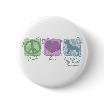 Pastel Peace, Love, and American Pit Bull Terriers Button