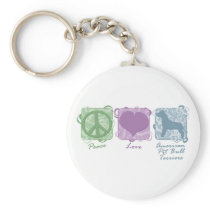 Pastel Peace, Love, and American Pit Bull Terriers Key Chains