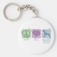 Pastel Peace, Love, and American Pit Bull Terriers Key Chains