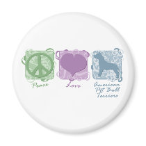 Pastel Peace, Love, and American Pit Bull Terriers Magnets