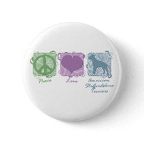 Pastel Peace, Love, and AmStaffs Buttons