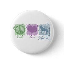 Pastel Peace, Love, and Australian Cattle Dogs Pin