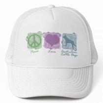 Pastel Peace, Love, and Australian Cattle Dogs hats