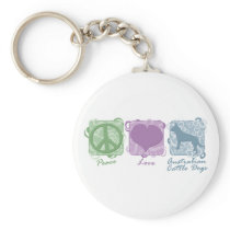 Pastel Peace, Love, and Australian Cattle Dogs Key Chains