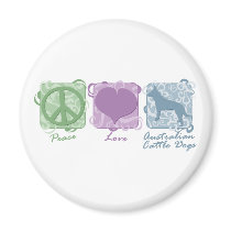 Pastel Peace, Love, and Australian Cattle Dogs Fridge Magnet