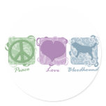 Pastel Peace, Love, and Bloodhounds Stickers