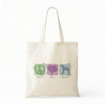 Pastel Peace, Love, and Boxers Tote Bags