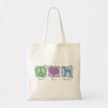 Pastel Peace, Love, and Boxers Tote Bags