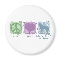 Pastel Peace, Love, and Cão da Serra de Aires magnets by MenagerieMayhem Pastel Peace, Love, and Cão da Serra de Aires magnets