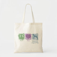 Pastel Peace, Love, and Catahoula Leopard Dogs Canvas Bags