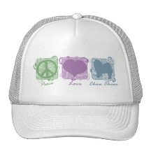 Pastel Peace, Love, and Chow Chows Mesh Hats