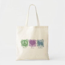 Pastel Peace, Love, and Collies Tote Bag