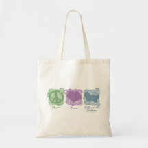 Pastel Peace, Love, and Cotons de Tulear Canvas Bag