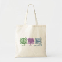 Pastel Peace, Love, and Dachshunds Bag