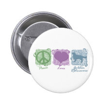 Pastel Peace, Love, and Golden Retrievers Pin