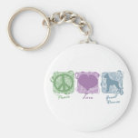 Pastel Peace, Love, and Great Danes Key Chain