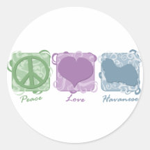 Pastel Peace, Love, and Havanese Round Stickers