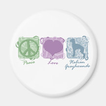 Pastel Peace, Love, and Italian Greyhounds Magnet