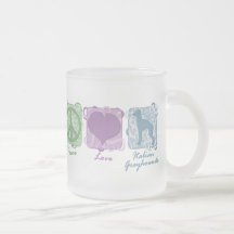 Pastel Peace, Love, and Italian Greyhounds Mugs