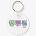 Pastel Peace, Love, and Lhasa Apsos keychains