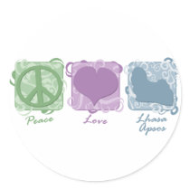 Pastel Peace, Love, and Lhasa Apsos stickers