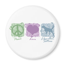 Pastel Peace, Love, and Llewellin Setters magnets by MenagerieMayhem Pastel Peace, Love, and Llewellin Setters magnets
