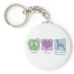Pastel Peace, Love, and Miniature Pinschers Key Chain
