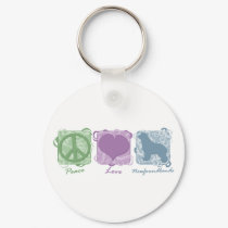 Pastel Peace, Love, and Newfoundlands keychains