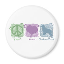 Pastel Peace, Love, and Newfoundlands magnets