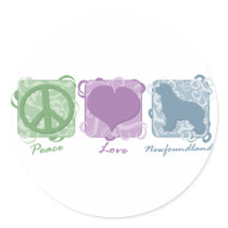 Pastel Peace, Love, and Newfoundlands stickers